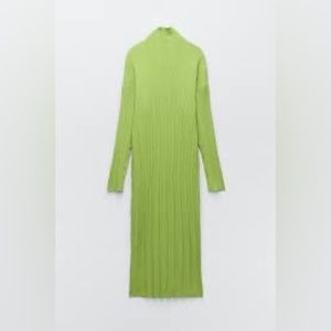 Green Pleated Maxi Dress by Zara